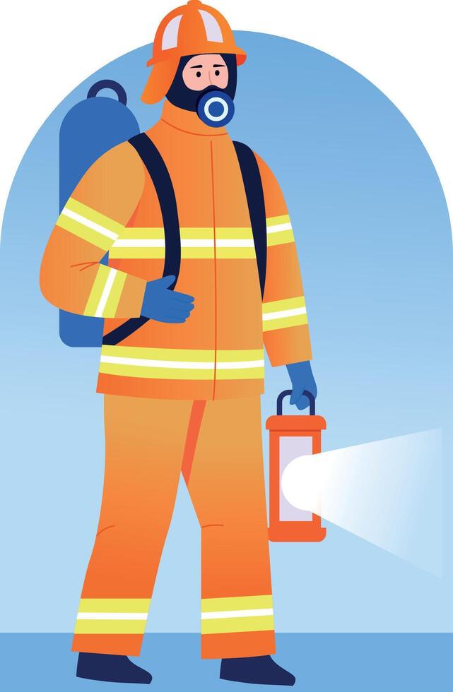 A flat style illustration of firefighter torch vector