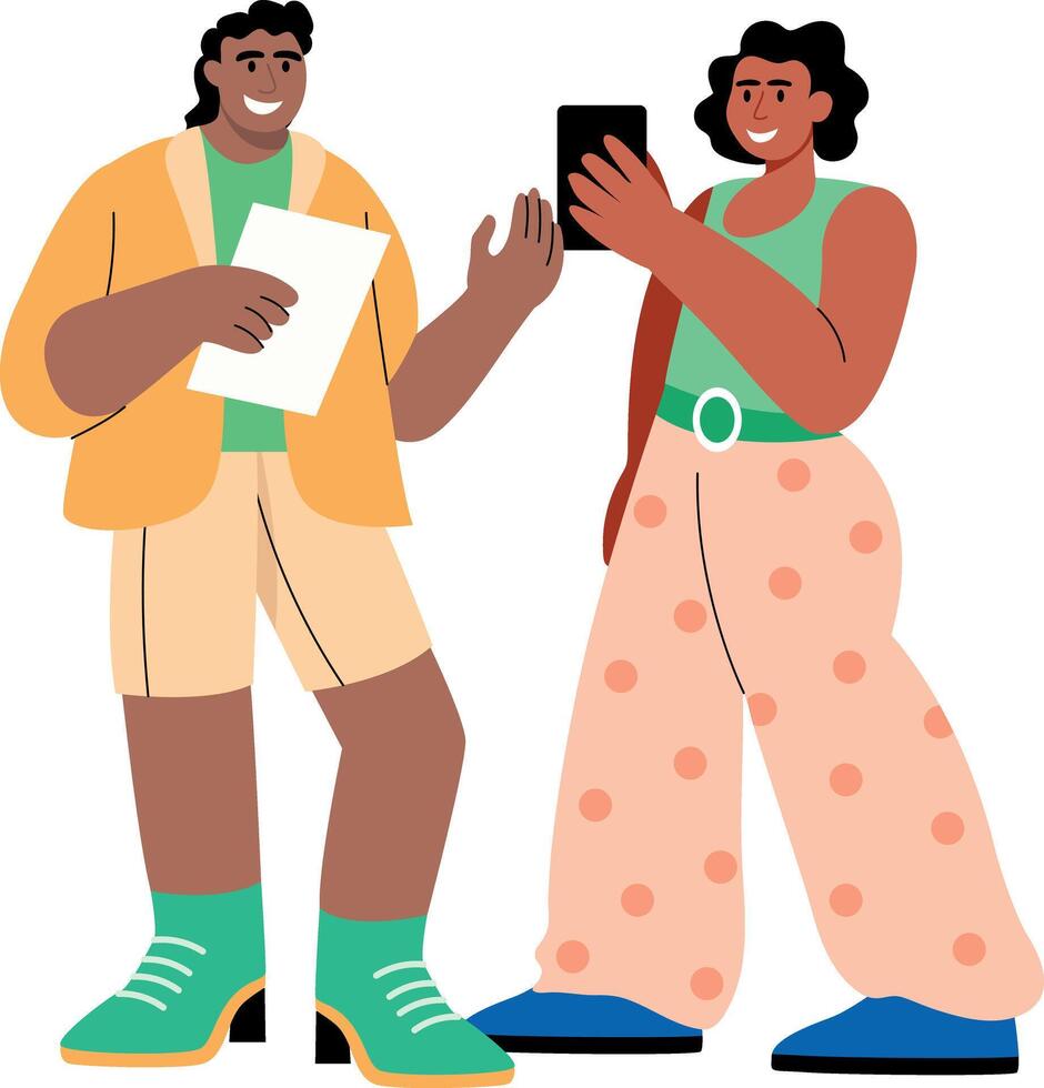 A flat style illustration showing influencers discussion vector