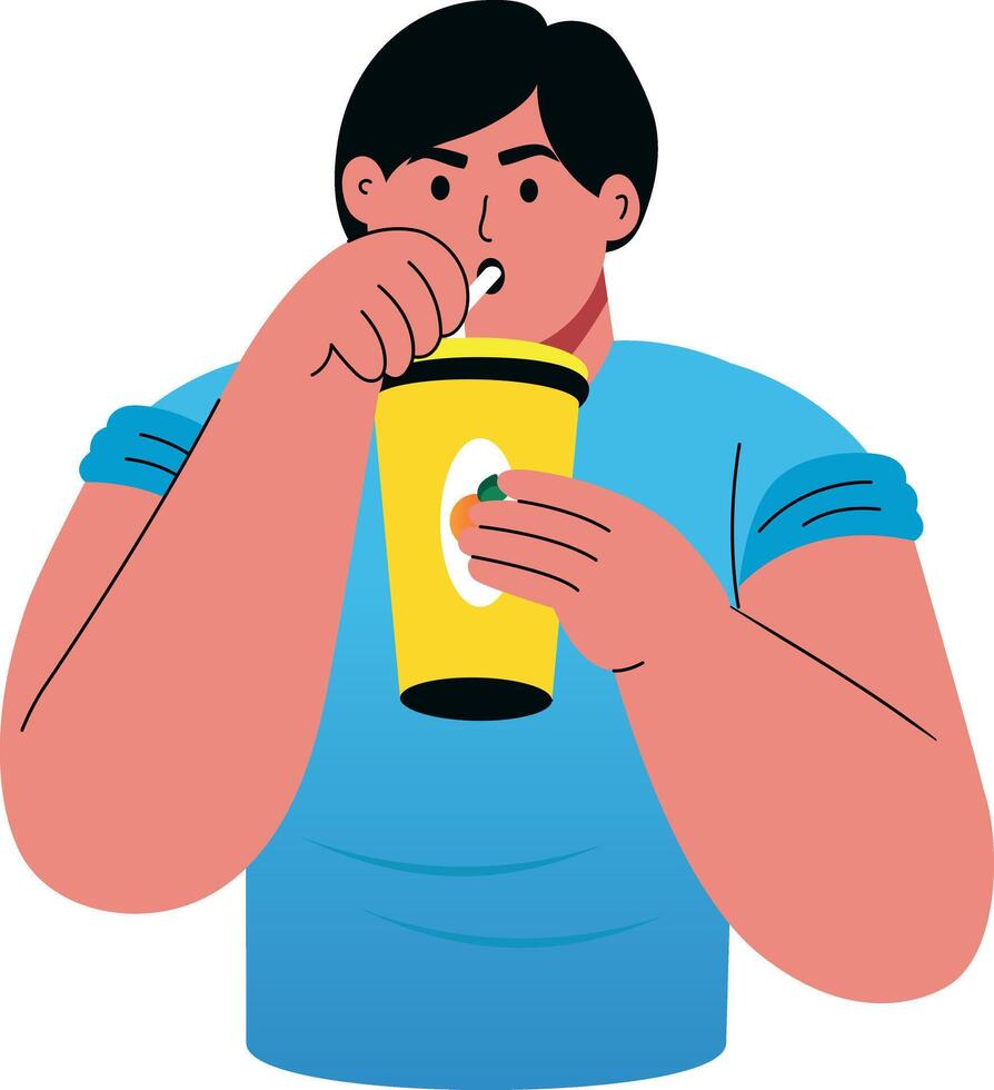 A character drinking protein, flat style illustration vector