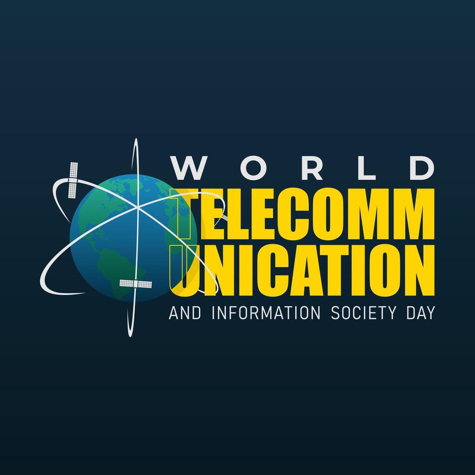 17th May, World Telecommunication and information society day banner with satellite antennas vector