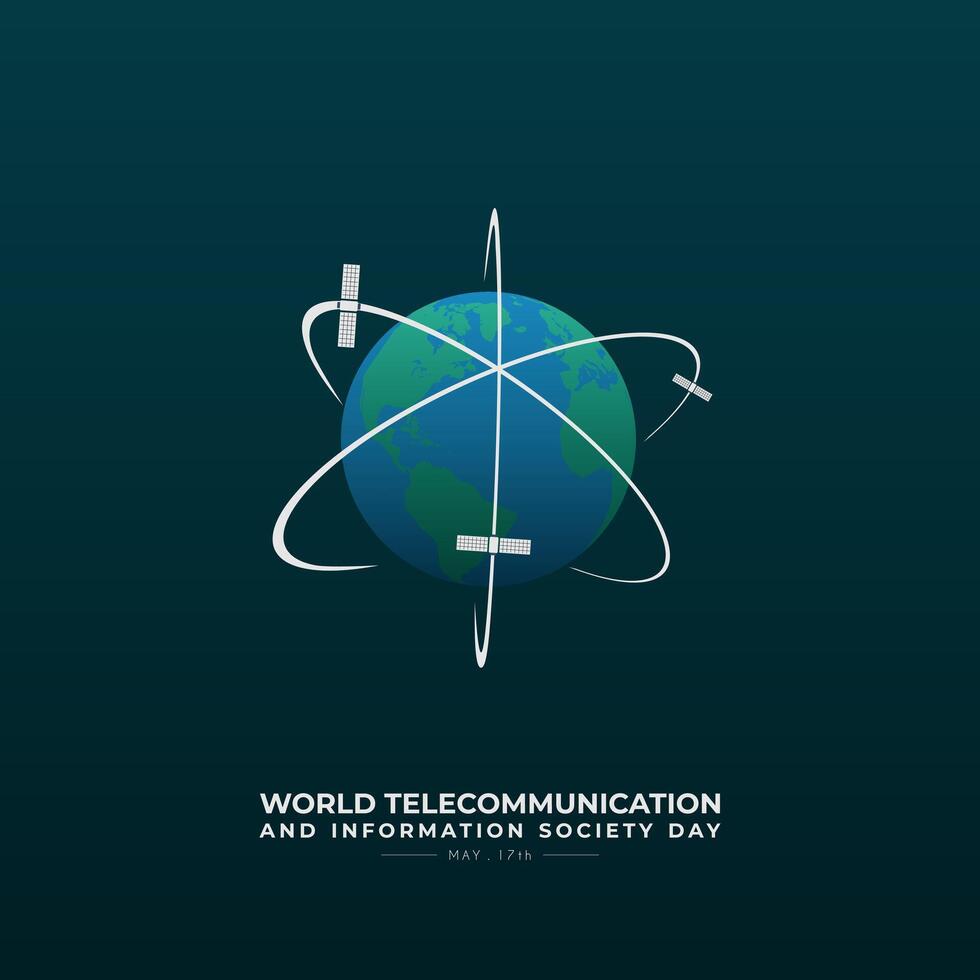 World Telecommunication and information society day banner with satellite antennas vector