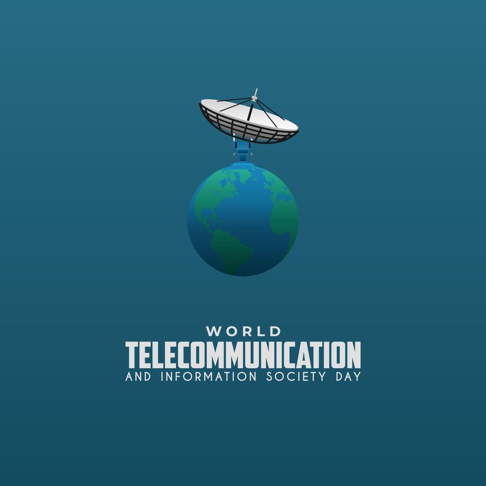 World telecommunication and information society day with world map with signal tower vector
