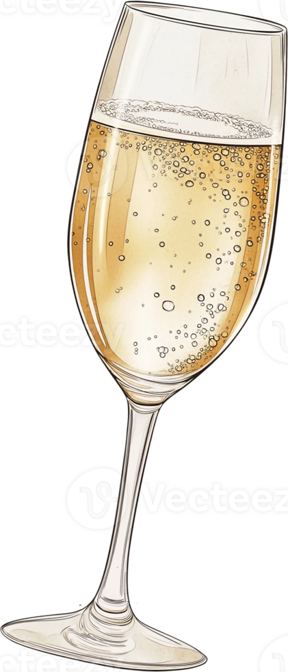 A glass of white wine with bubbles png