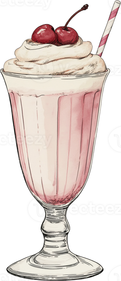 A drawing of a milkshake with a cherry on top png