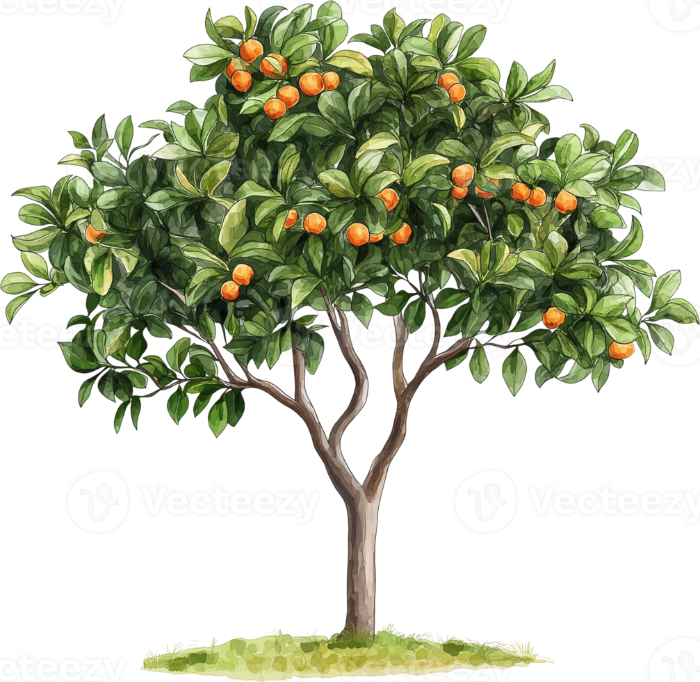 An orange tree with fruit on it png