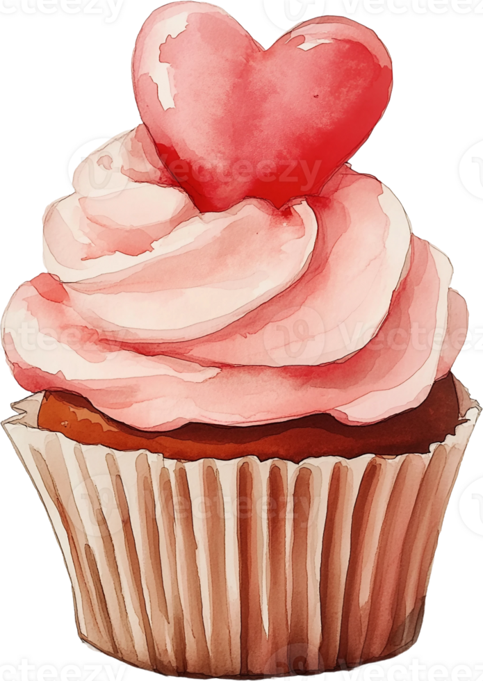A cupcake with a heart on top png