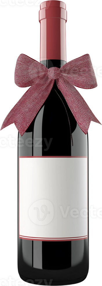 A bottle of wine with a ribbon and label png