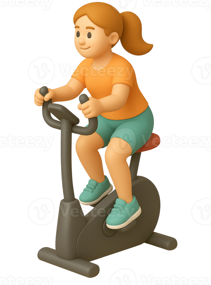 A girl riding an exercise bike png