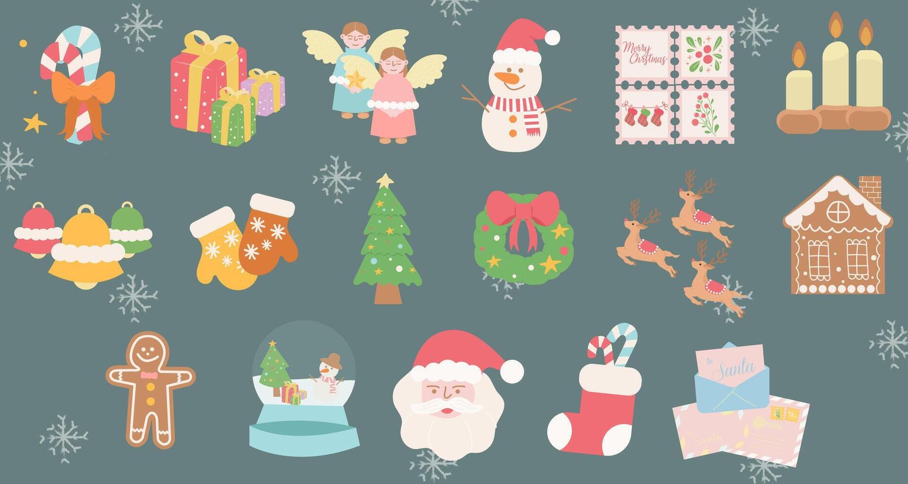 Festive Christmas elements and decorations. illustrations. vector