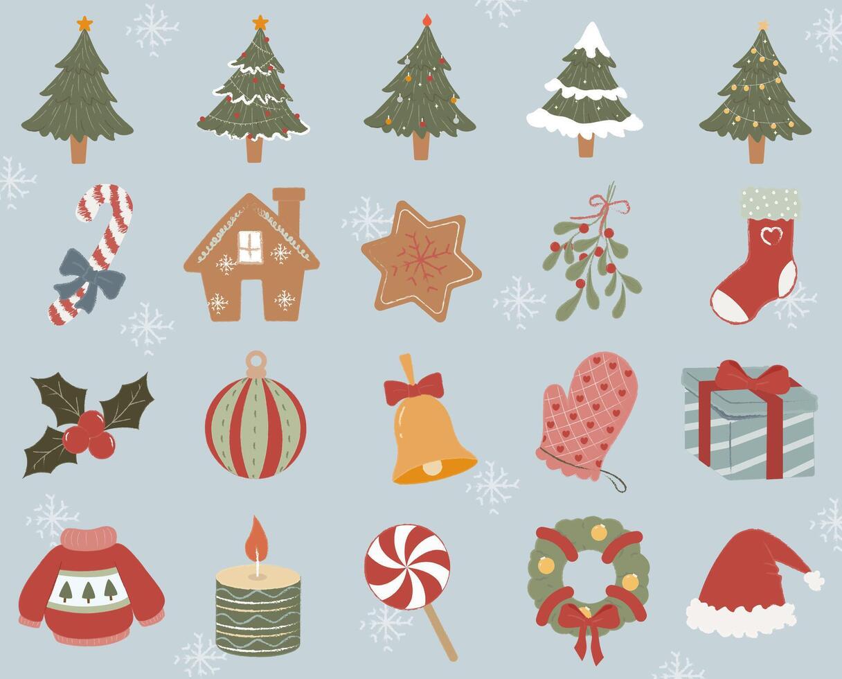 Christmas holiday elements in a festive. illustrations vector