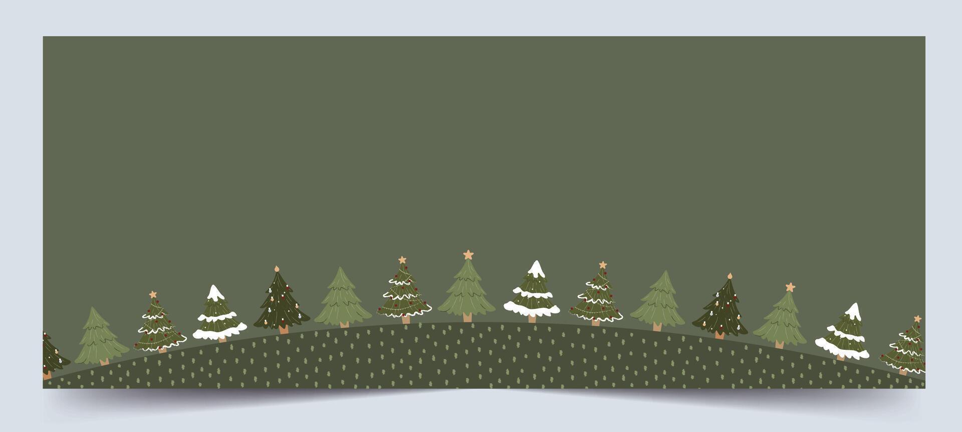 Christmas tree background with snowy greens. illustration vector