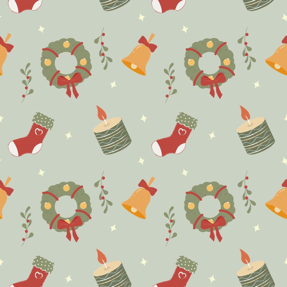 Seamless holiday pattern with festive elements. illustrations. vector