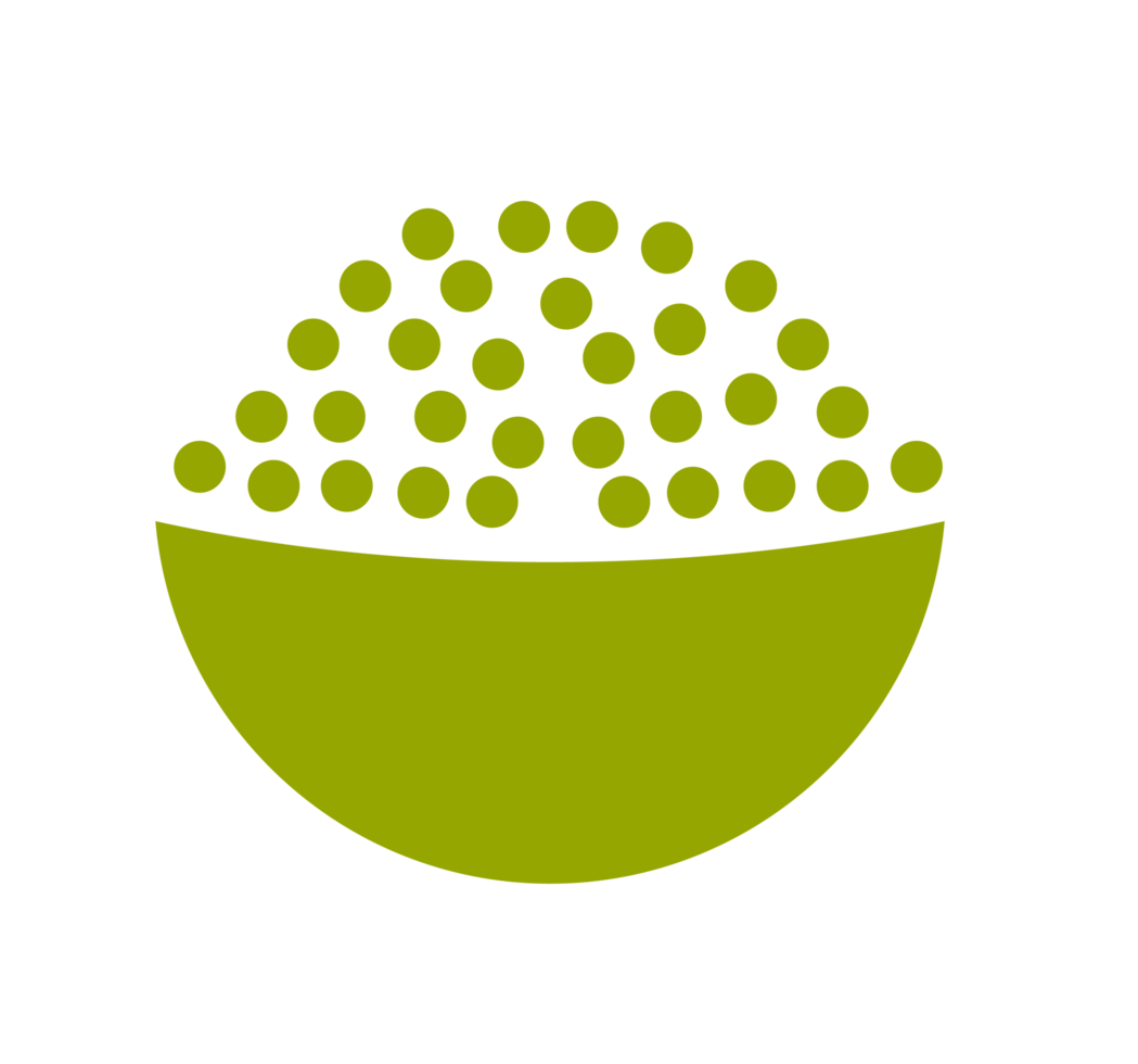 Green Bowl with Dots Illustration. Simple Food Icon. Minimalist Design of a Dish Filled with Small Circles. Isolated Illustration. png