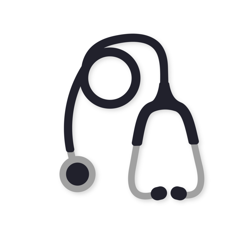 Black Stethoscope Illustration. Simple Medical Tool Icon. Minimalist Design for Healthcare. Isolated Illustration. png