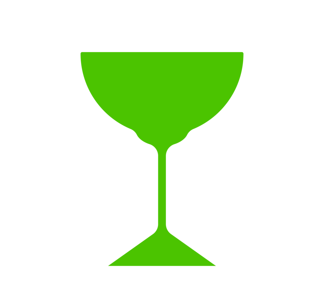 Green Wine Glass Illustration. Simple Drink Icon. Minimalist Design of a Goblet. Isolated Illustration. png