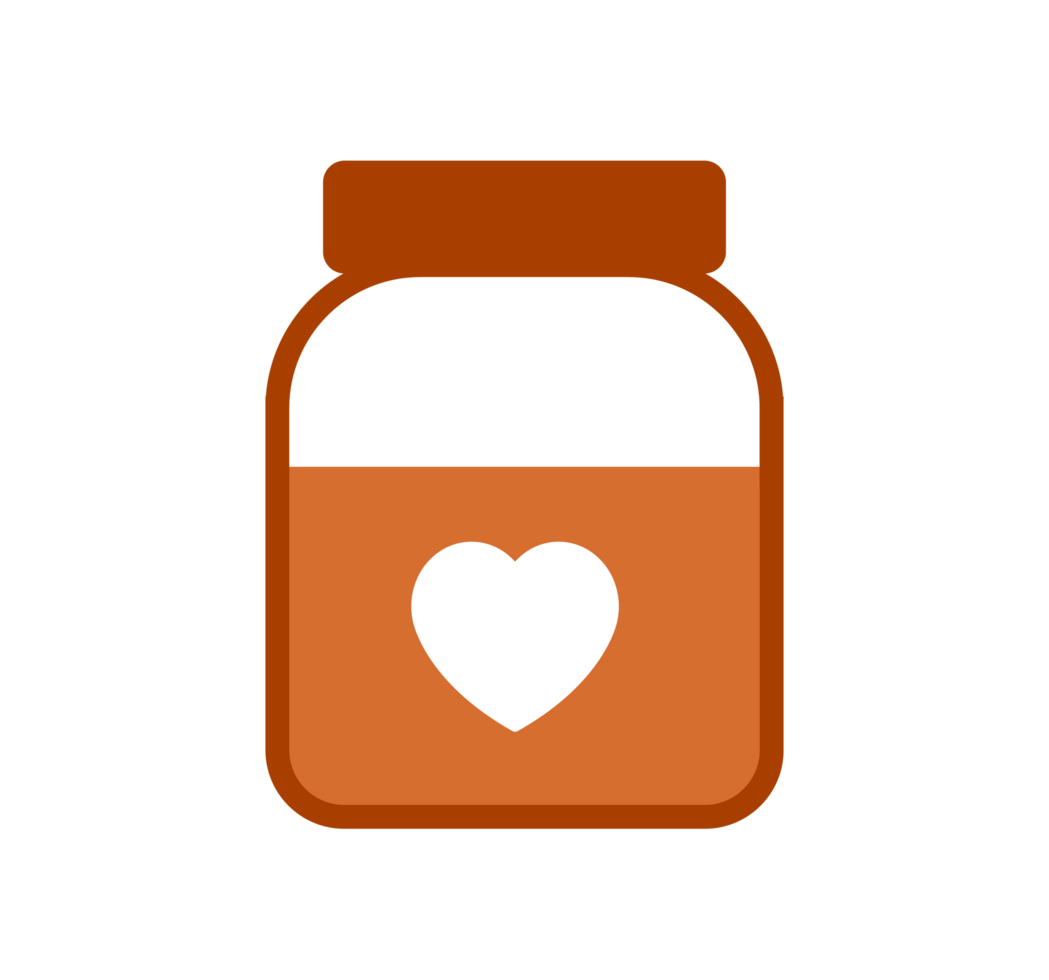 Brown Jar with White Heart Illustration. Simple Container Icon. Minimalist Design of a Glass Jar with a Heart Symbol. Isolated Illustration. png