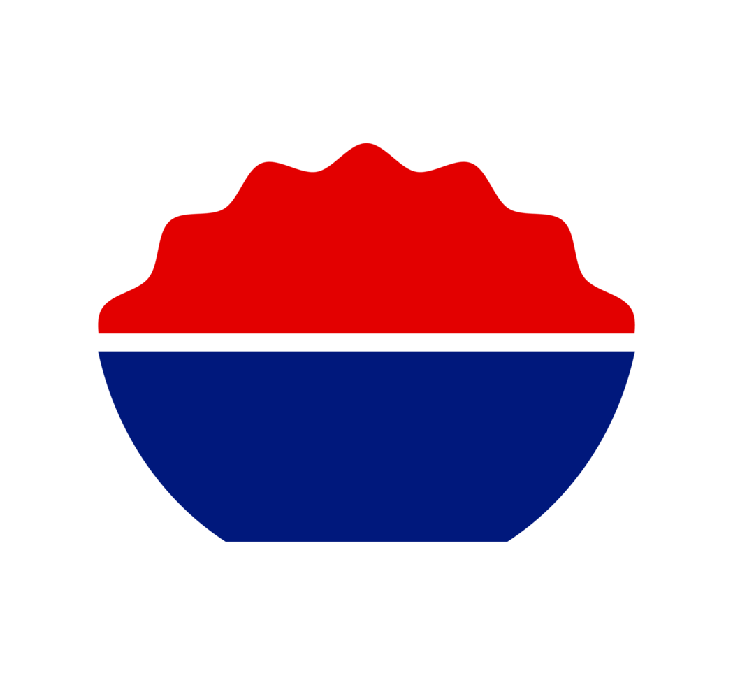Red and Blue Shaved Ice Illustration. Simple Dessert Icon - Clean and basic illustration of a bowl of shaved ice with red syrup over blue ice. Transparent background. png