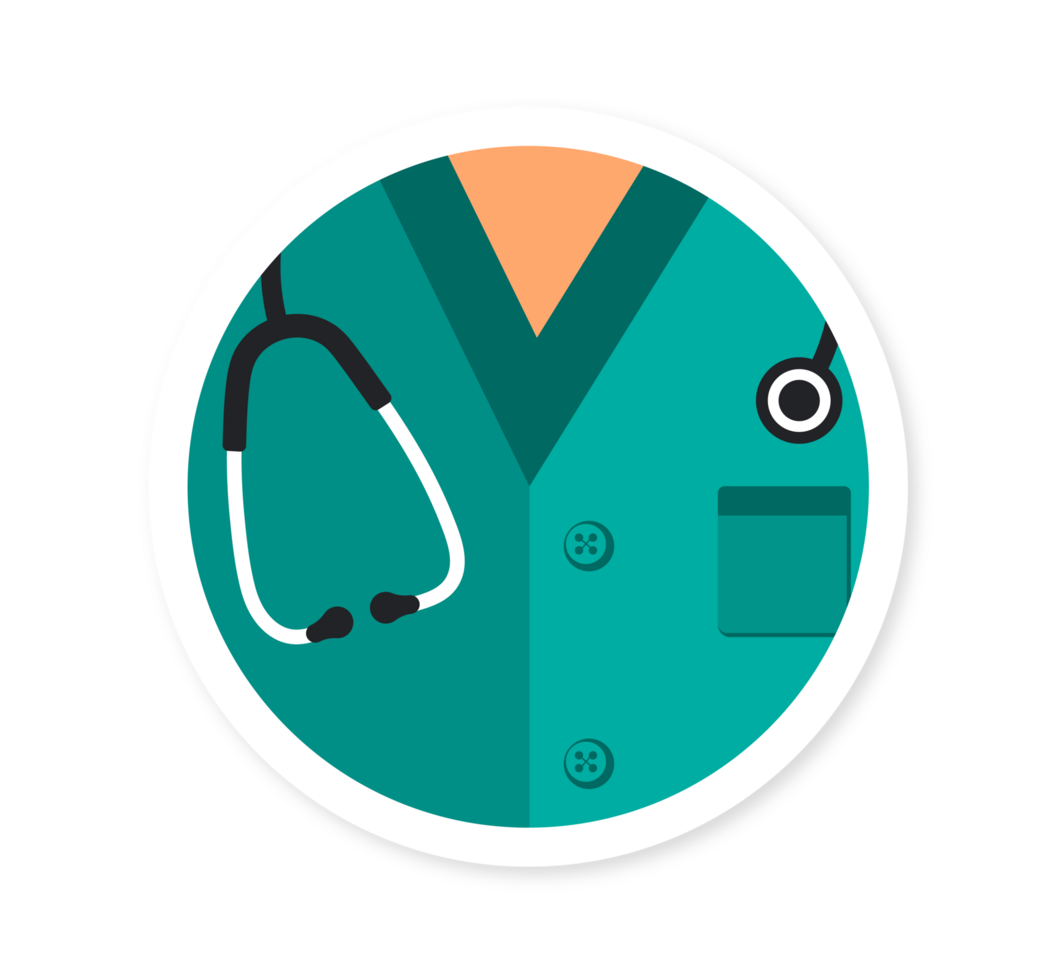Teal Scrubs with Stethoscope Circle Illustration. Simple Medical Icon. Minimalist Design for Healthcare Professional. Isolated Illustration. png