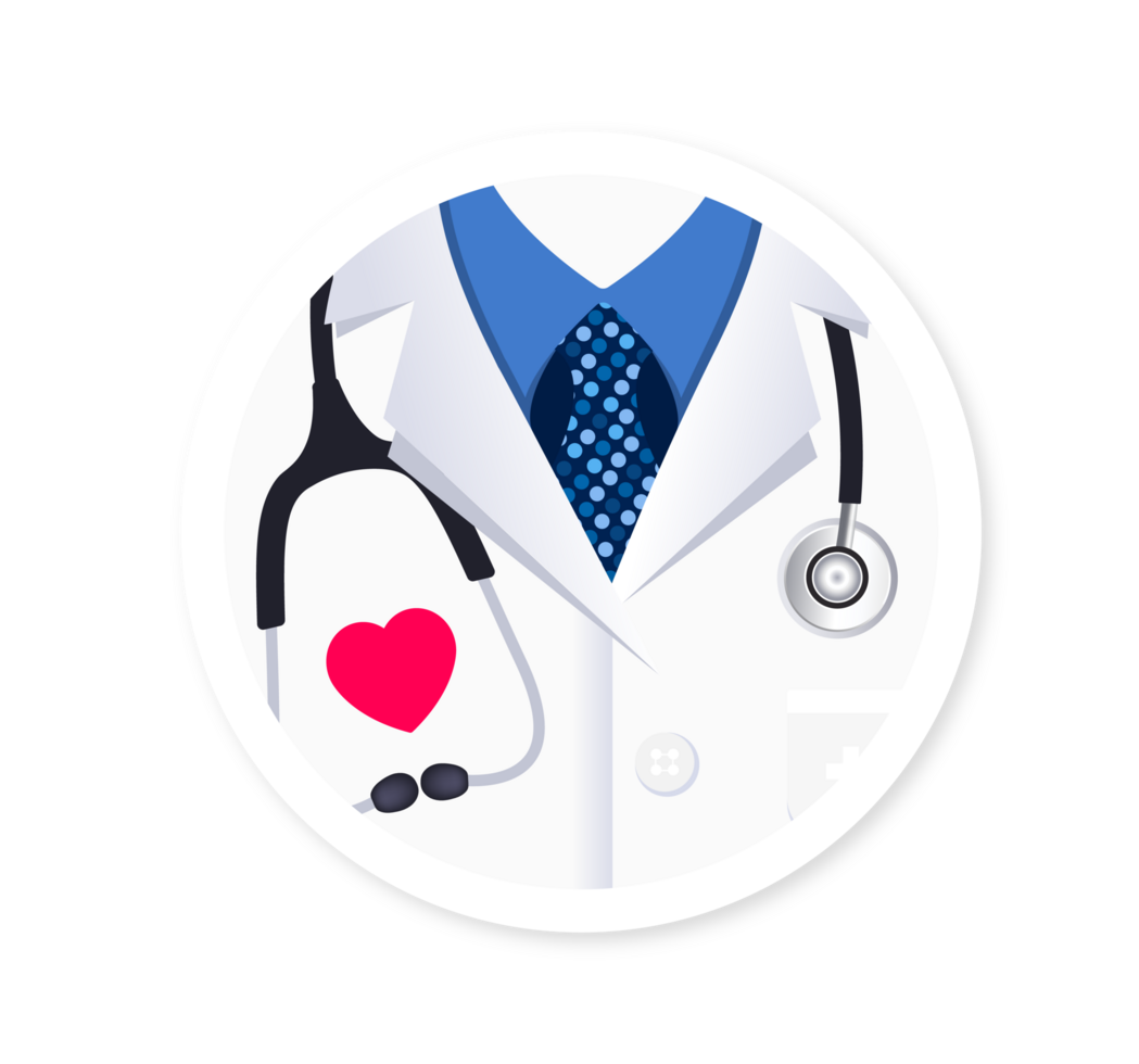 Doctor Coat with Stethoscope and Heart Illustration. Simple Medical Professional Icon. Minimalist Design for Healthcare. Isolated Illustration. png