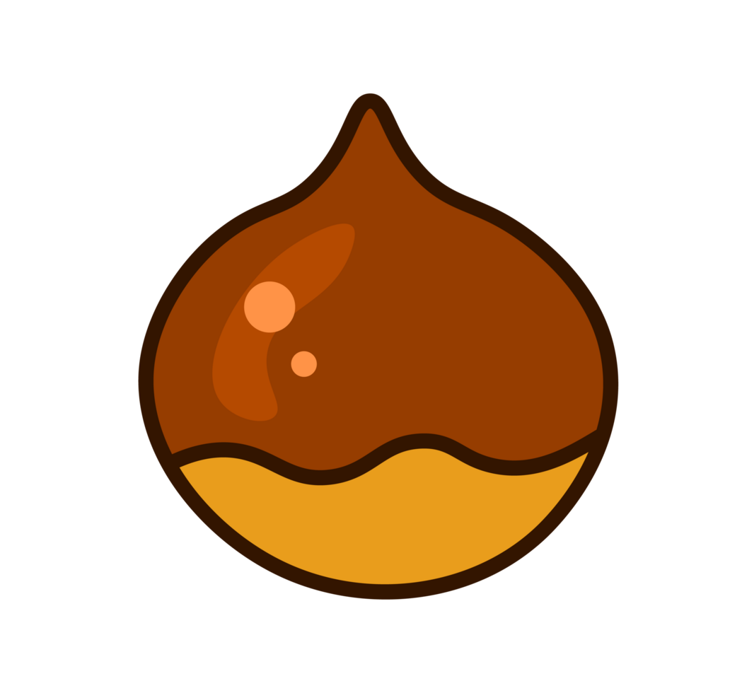 Glossy Chestnut Illustration. Simple Nut Icon. Minimalist Design of a Shiny Brown Seed. Isolated Illustration. png