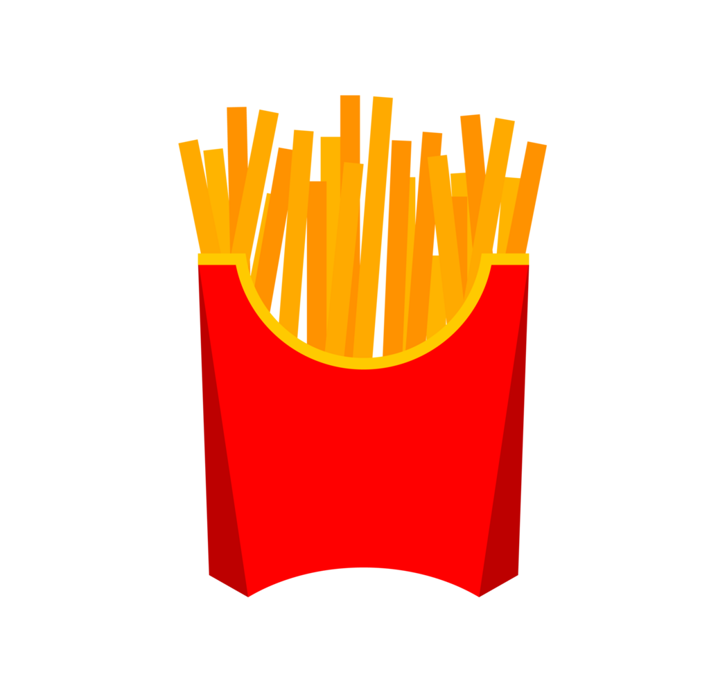 French Fries in Carton Illustration. Classic Fast Food Snack. Golden Fried Potatoes in Takeout Container. Simple and Iconic Design. Food Illustration. png