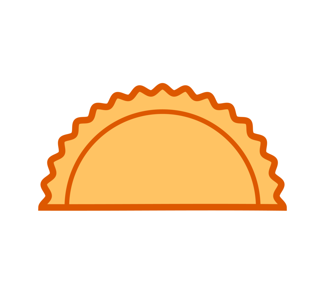 Orange Empanada Illustration. Simple Savory Pastry Icon. Minimalist Design of a Filled Turnover. Isolated Illustration. png