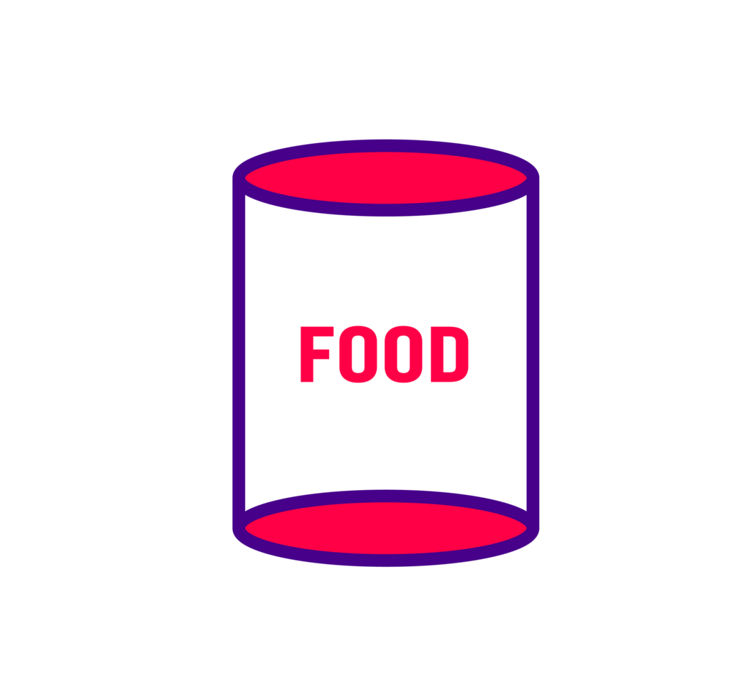 Red and Blue Food Can Illustration. Simple Container Icon. Minimalist Design of a Labeled Tin. Isolated Illustration. png