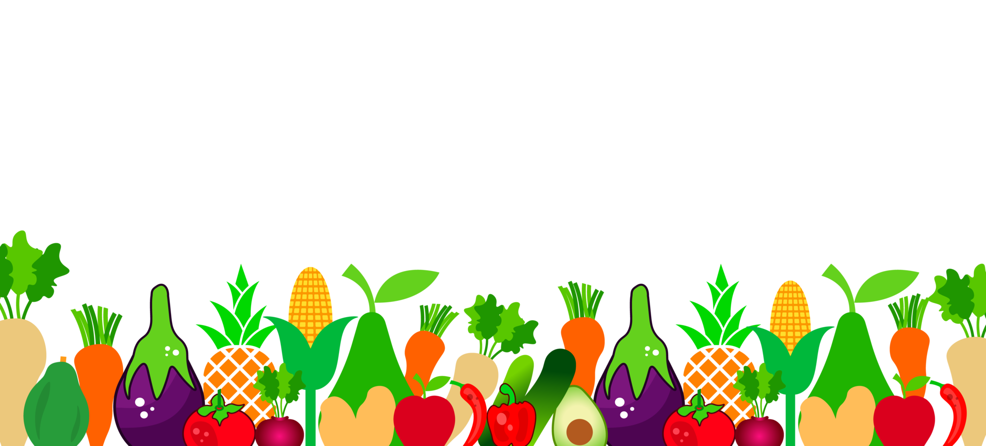Colorful Vegetable Border Illustration. Simple Food Art. Minimalist Design of a Variety of Produce. Isolated Illustration. png