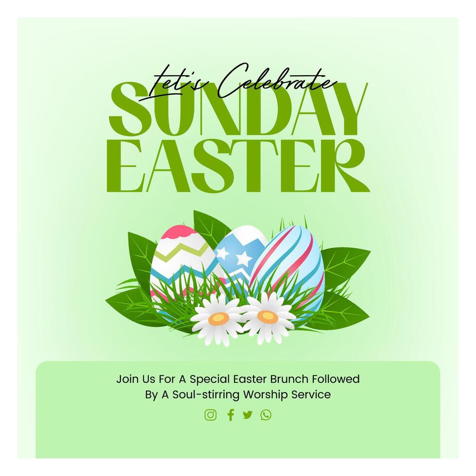 Happy Sunday Easter Modern Social Media Template vector