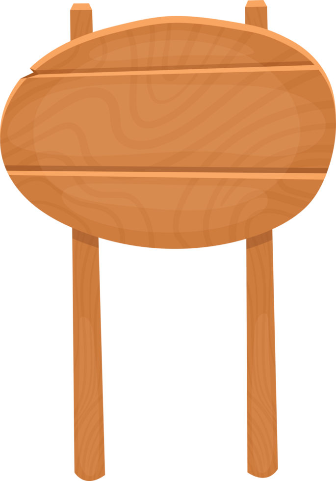 Wooden signpost with rustic oval-shaped surface, supported by sturdy posts png