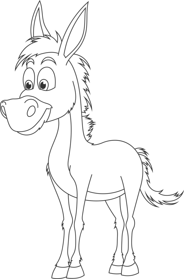 A cartoon-style illustration of a donkey png