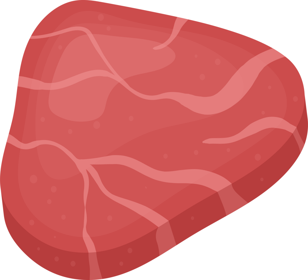 Cartoon piece of uncooked, fresh meat with marbling. png
