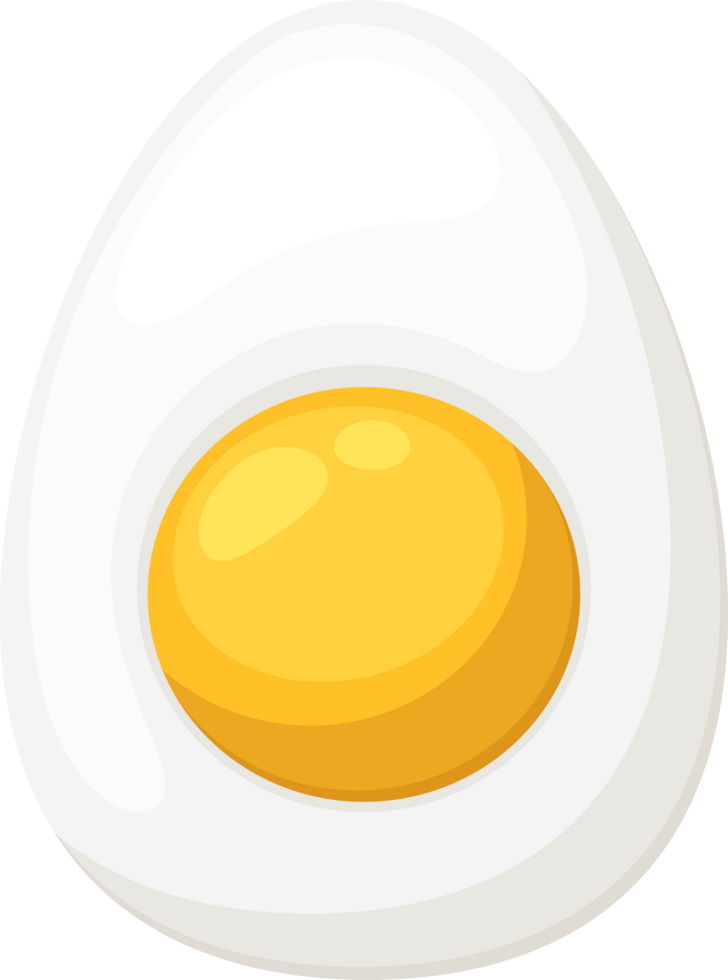Yummy cut egg with white egg and shiny yellow egg yolk inside png