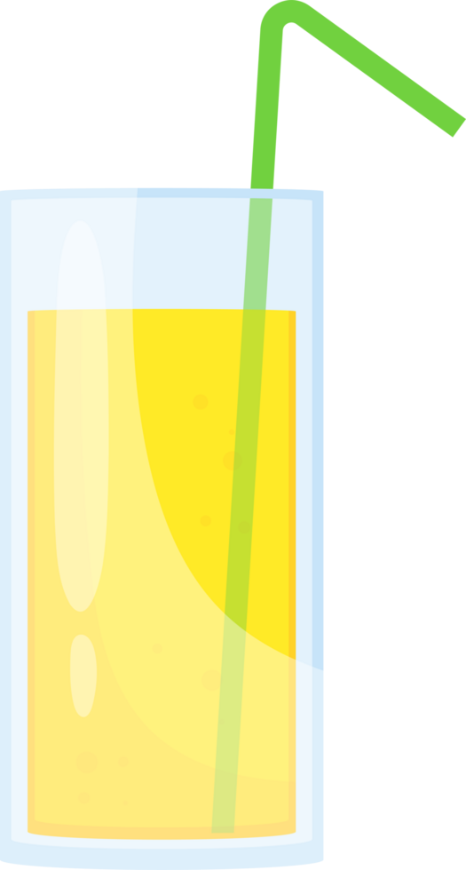 Refreshing yellow drink in glass with straw for a summer day. png