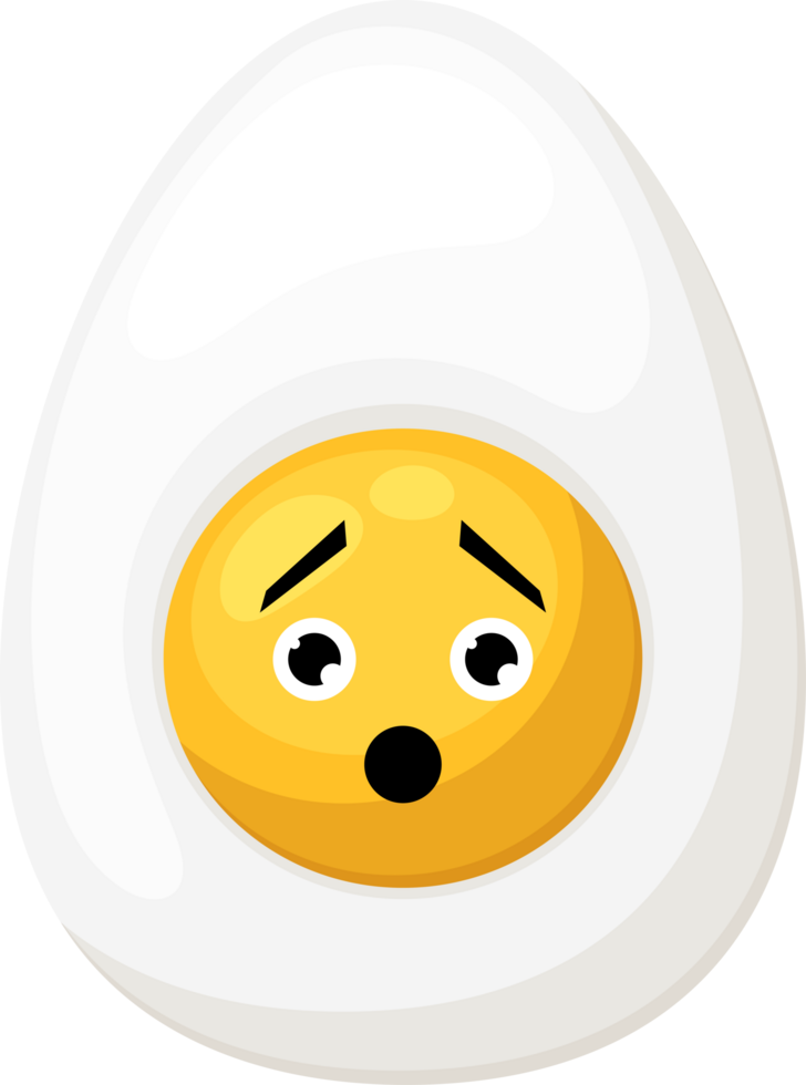 Surprised egg with cartoon face expressing shock and amazement png