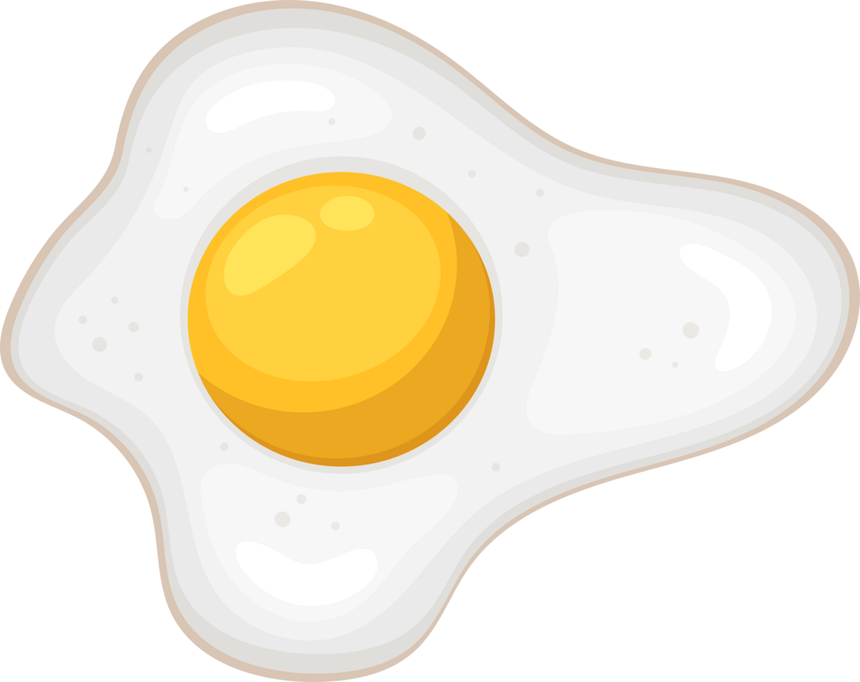Fried egg breakfast staple with bright yellow yolk cartoon style. png