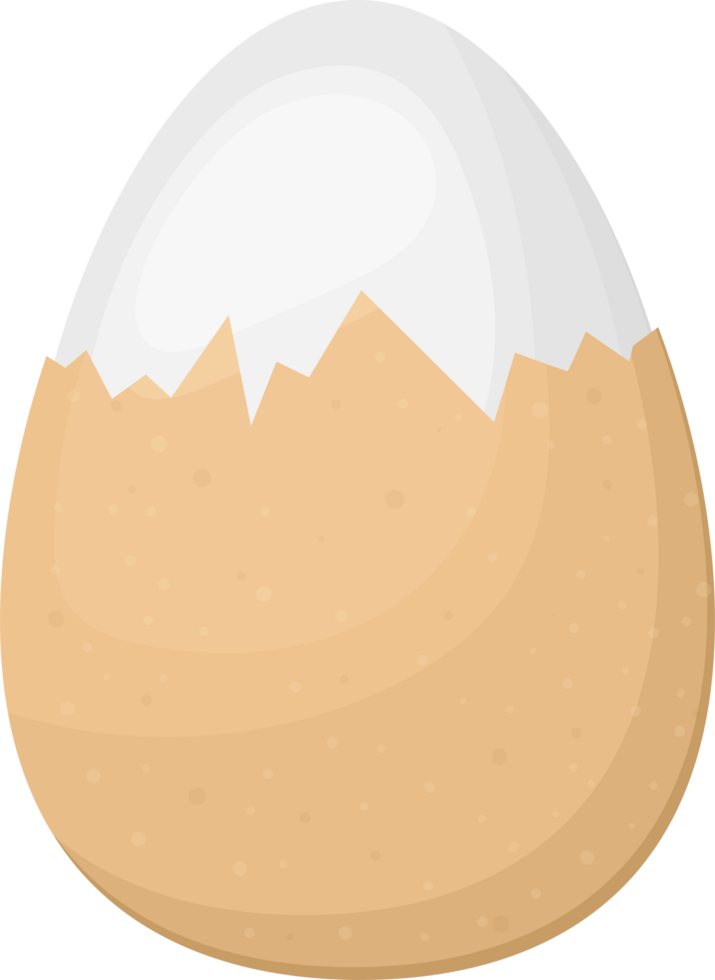 Cracked egg with a broken shell, simple and cartoonish design png