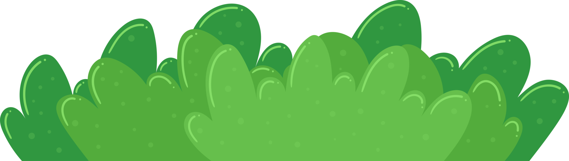 Cartoon illustration of a full, dense green shrubbery png