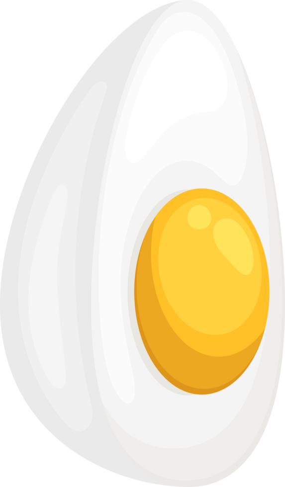 Cartoon illustration of a hard-boiled egg half with yolk. png