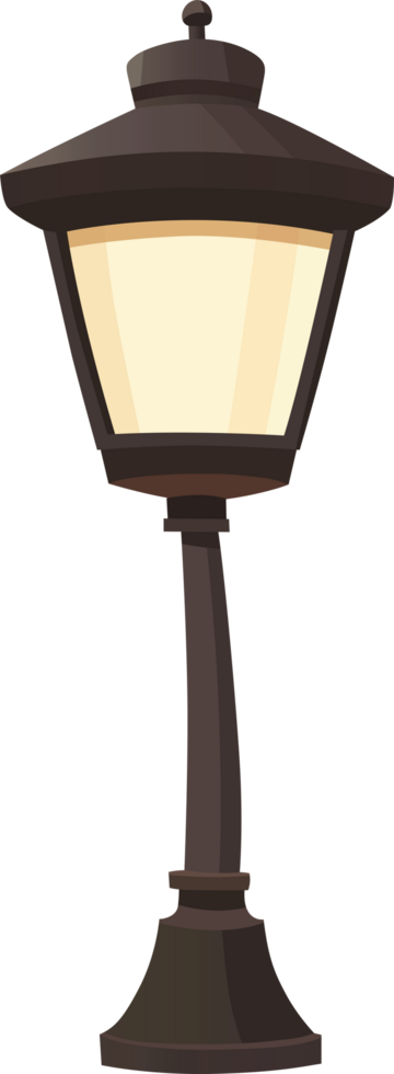 Street lamp emitting soft light, creating a warm glow and adding a touch of old-world charm to the surroundings, decorative light. png