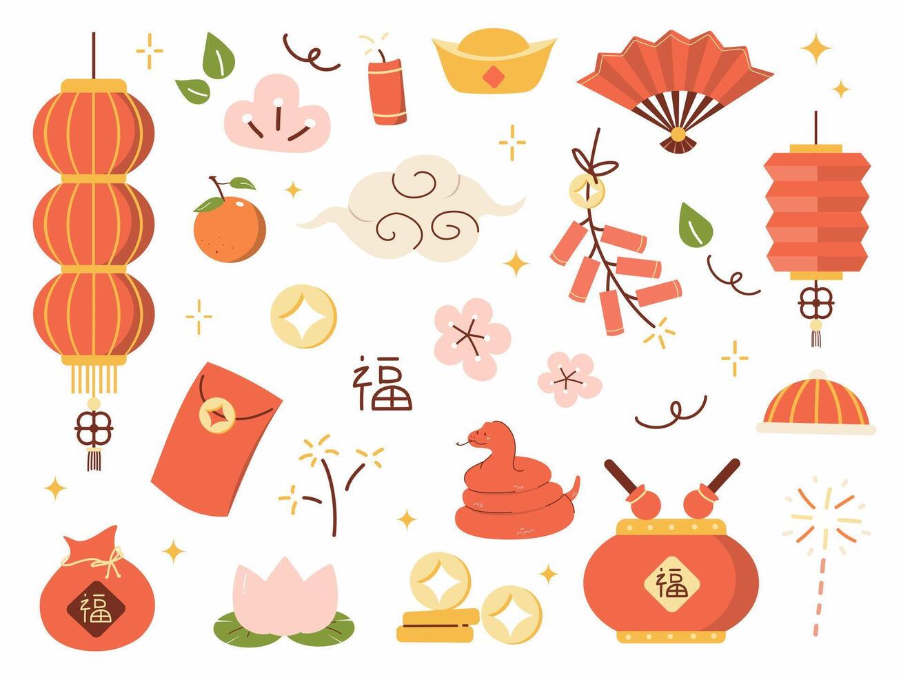 Chinese new year illustrations celebrating traditions festive elements cultural environment colorful viewpoint vector