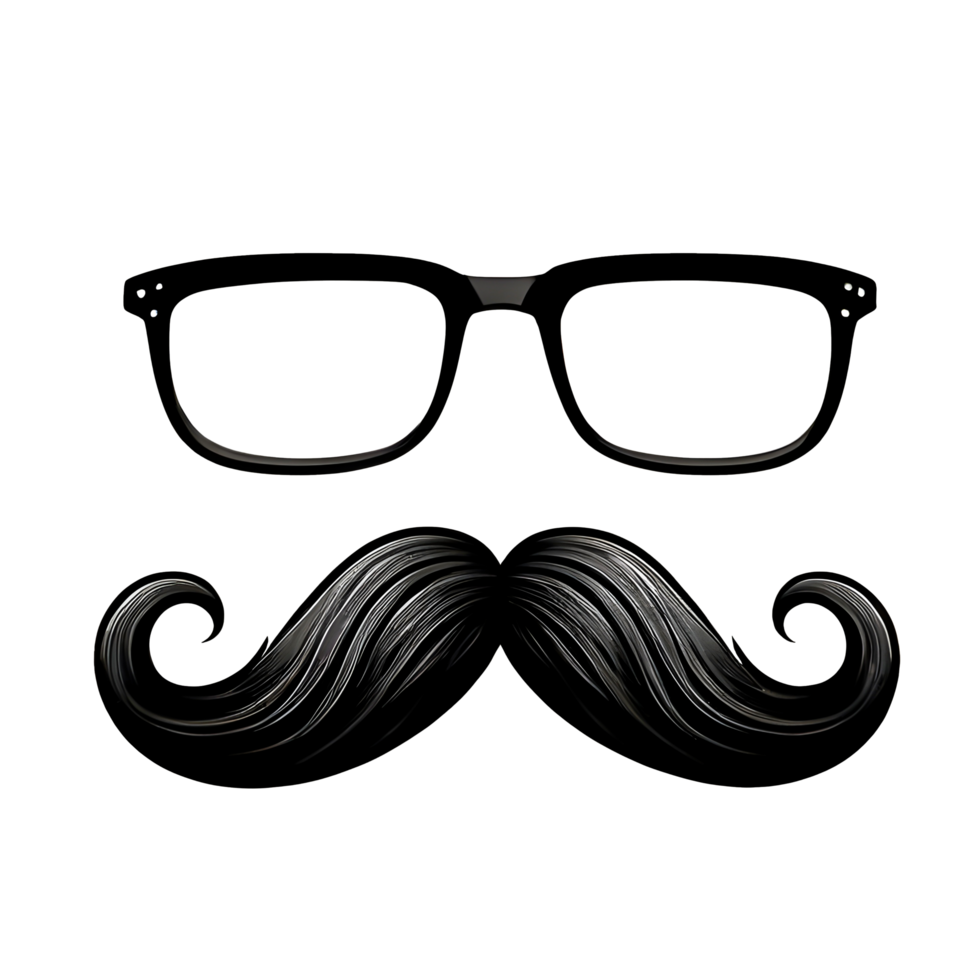 A pair of glasses and a mustache on a transparent background png