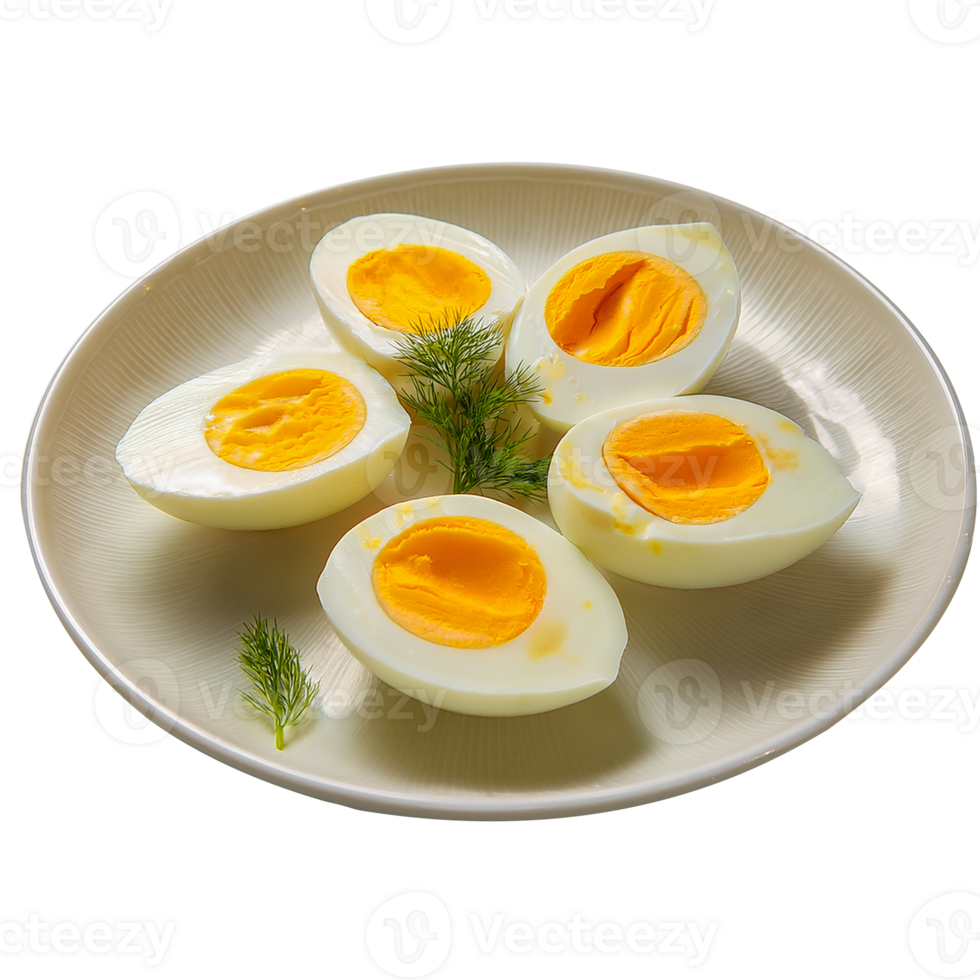 Hard boiled eggs on a plate png