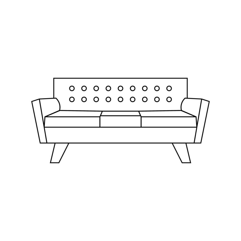Minimalist sofa lineart illustration on white background vector