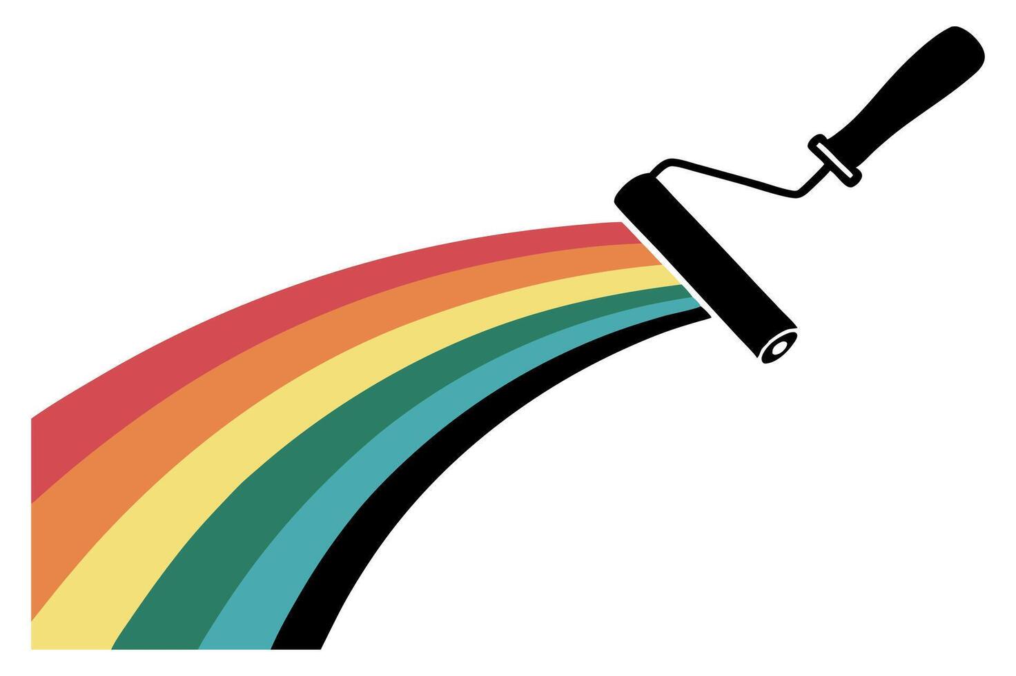 Artistic Paint Roller with Vibrant Multicolor Flow vector