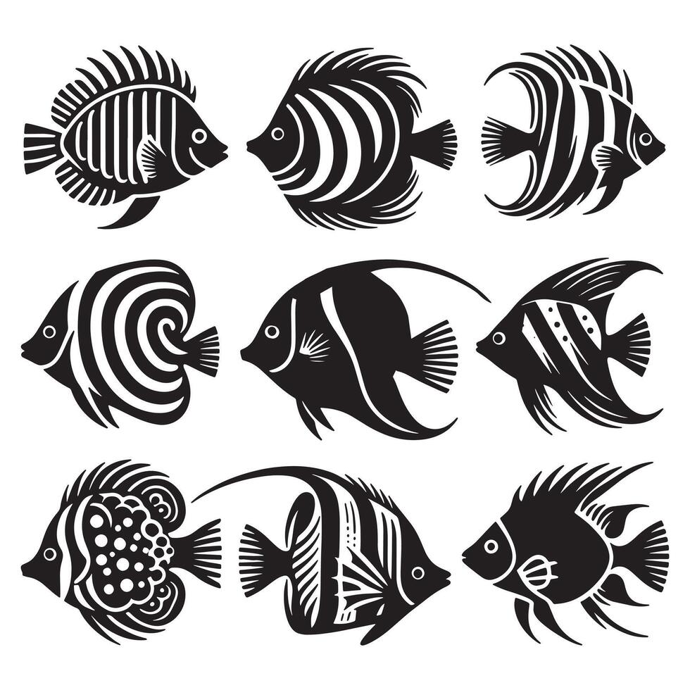Fish icon set isolated on white background. vector