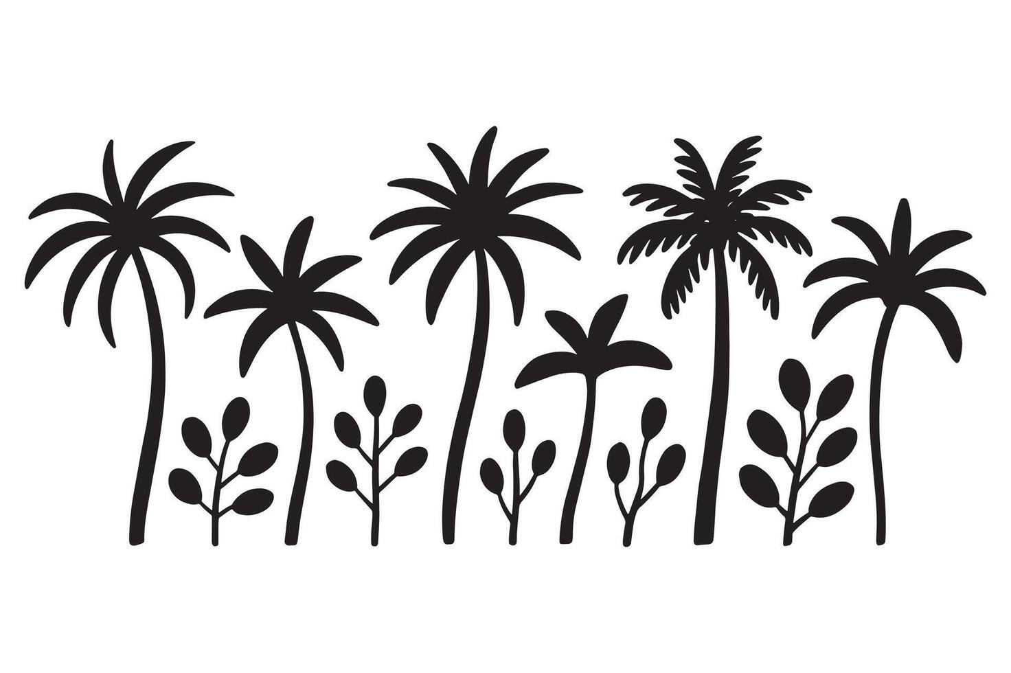Tropical Summer Scene with Palm Tree Vectors