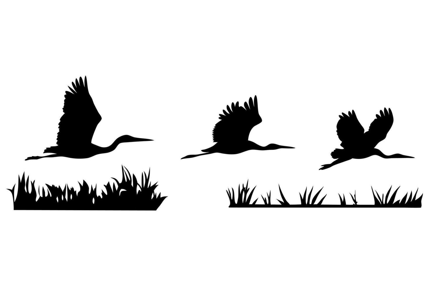 Black Flying Birds Graphic Set vector