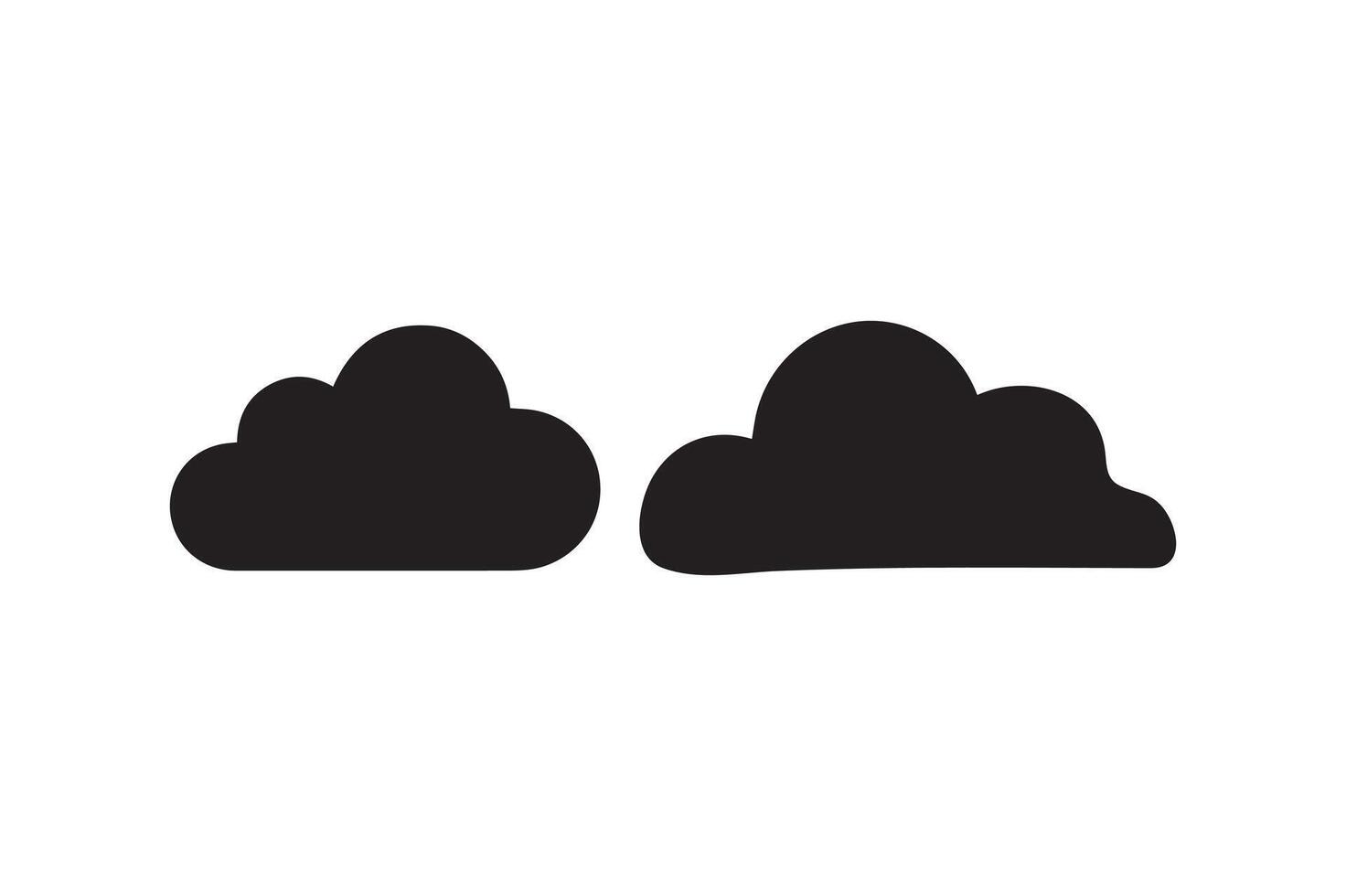 Two Simple Black Clouds Against a White Background vector