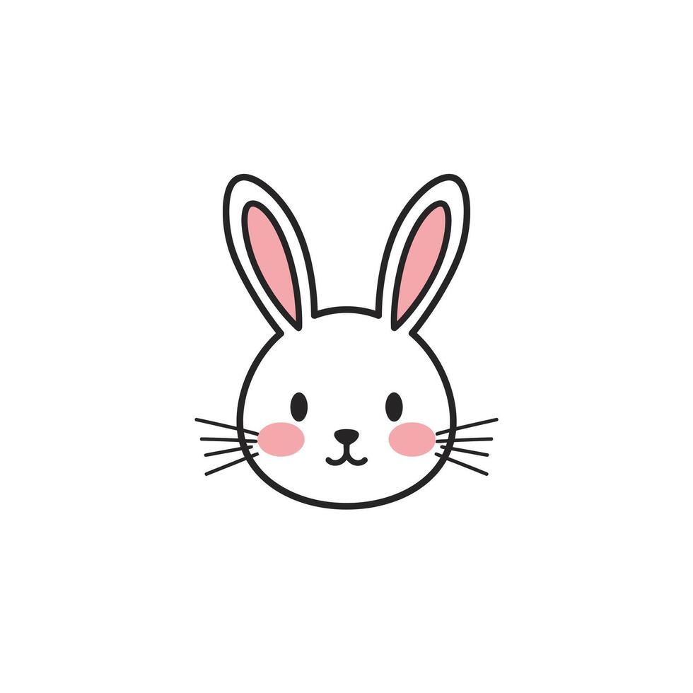 Cute bunny face with pink cheeks logo design vector